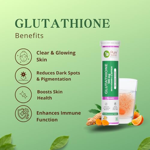 Image of Pure Nutrition L-Glutathione 500mg + Apple Cider Vinegar 15 + 15 Effervescent Tablets for Radiant, Glowing Skin, Gut Health, Improved Metabolism & Weight Management Supplements for Women & Men