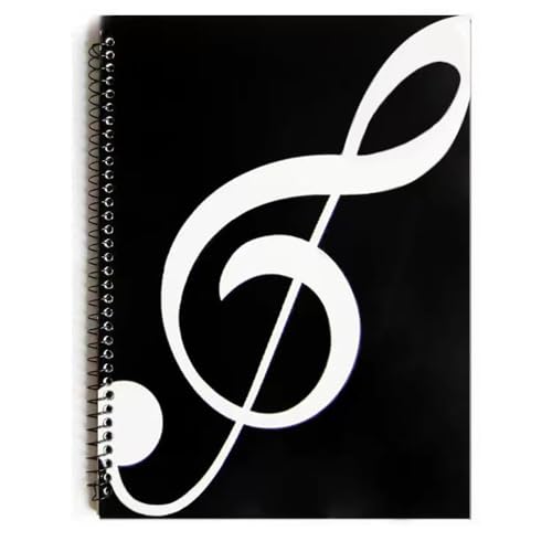 Cuaderno de Partituras en Blanco, 50 Páginas - Papel de Música con Pentagrama, Cubierta Negra - Para Composición, Piano, Guitarra y Clases - Cuaderno de Notación Musical para Músicos y Estudiantes