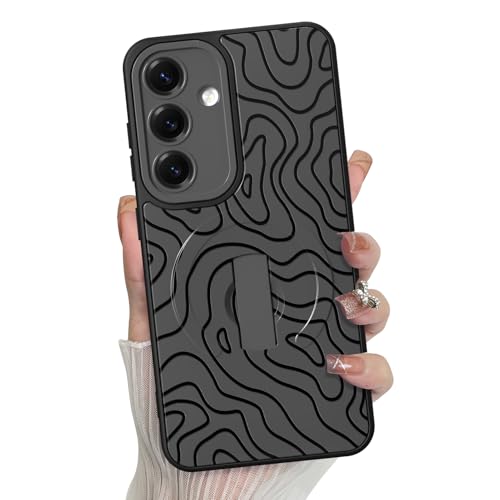 MZELQ for Samsung Galaxy S25 Case Wave Ripple Pattern -Black