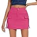 Zando Bodycon Hot Pink Mini Skirt Y2K High Waisted Cargo Skirt for Women with Pockets Dressy Casual Pink Denim Jean Skirt Small