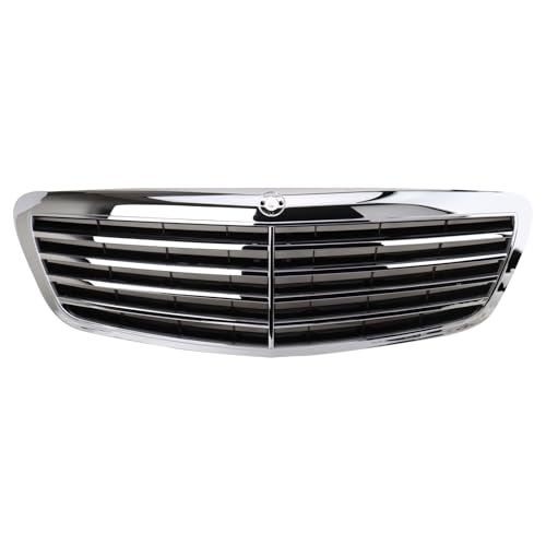 TRQ Front Upper Grille Black Compatible with 2007-2010 Mercedes-Benz S550 S600 S65 AMG MB1200136