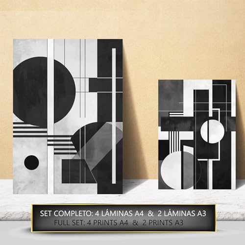 Nacnic Set of 6 Bauhaus Black And White Posters with design illustration to decorate the walls of home. Rooms, office, shop - Image 3