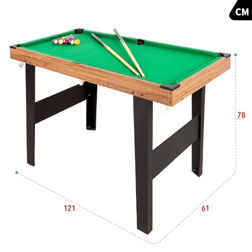 ColorBaby 85434 Amerikanischer Billardtisch für Kinder und Erwachsene, 121 x 61 x 70 cm, aus robustem Holz, inklusive 2 Queues, 16 Kugeln, 1 Kreide, 1 Bürste und 1 Dreieck, 2-4 Spieler, 6 Jahre und