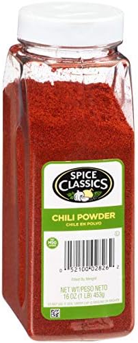 Spice Classics Chili Powder, 16 oz - One 16 Ounce Container of Ground Chili Powder Made from Chili Peppers, Oregano, and Garlic Perfect for Mexican or Southwest-Inspired Dishes