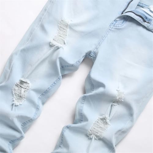 Men's Street Stretch Holes Jeans Good Male Hiphop Distressed Slim Jogging Pencil Denim Pants4
