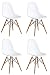 Produktbild OYE HOYE Set von 2/4 Moderne Elegante und Moderne Designer Esstisch/Lounge Kunststoff Stuhl, strapazierfähig, Bequem, Holz, weiß, 4-Pack
