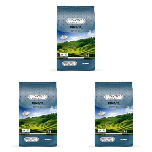 Image of Heaven's Harvest Rozana Basmati Rice | 1 KG (Pack of 3)