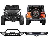 GarveeTech Front + Rear Bumper Combo Compatible with 2007-2018 Wrangler JK & Unlimited JKU (2/4 Doors), Rock Crawler Off Road Full Width Bumper