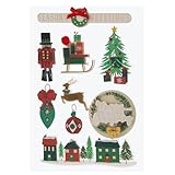 3D Christmas Season's Greetings Stickers for Journaling, Scrapbooking, Cardmaking, Arts & Crafts - 9 Pieces