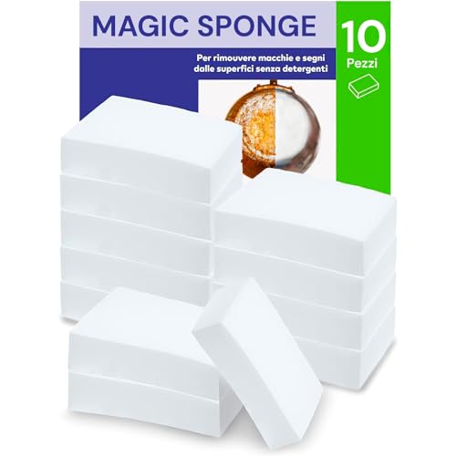 Avilia Spugna Gomma Magica Cancella Macchie, Confezione da 10 Pezzi – Per Rimuovere Macchie - Segni - Germi e Batteri dalle Superfici senza Detergenti