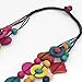 SEWACC Bohemian Shell Necklace Wood Bead Statement Collar Necklace Chunky Layered Handmade Beaded Long for Women (Colorful)