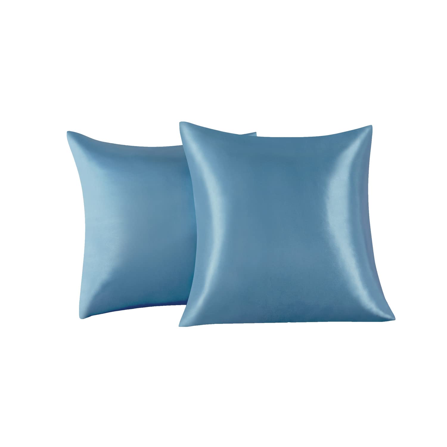 Set of 2 Satin Pillowcases 65 x 65 cm, Light Blue Satin Pillowcase, Satin Pillowcase Cover Soft Cares for Your Skin and Anti-Hair Loss — image 1