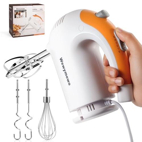 Image of Hand Mixer Electric 300W, 5-Speed Kitchen Egg Beater with 5 Stainless Steel Attachments, Powerful & Compact for Baking Cakes, Bread Dough & More