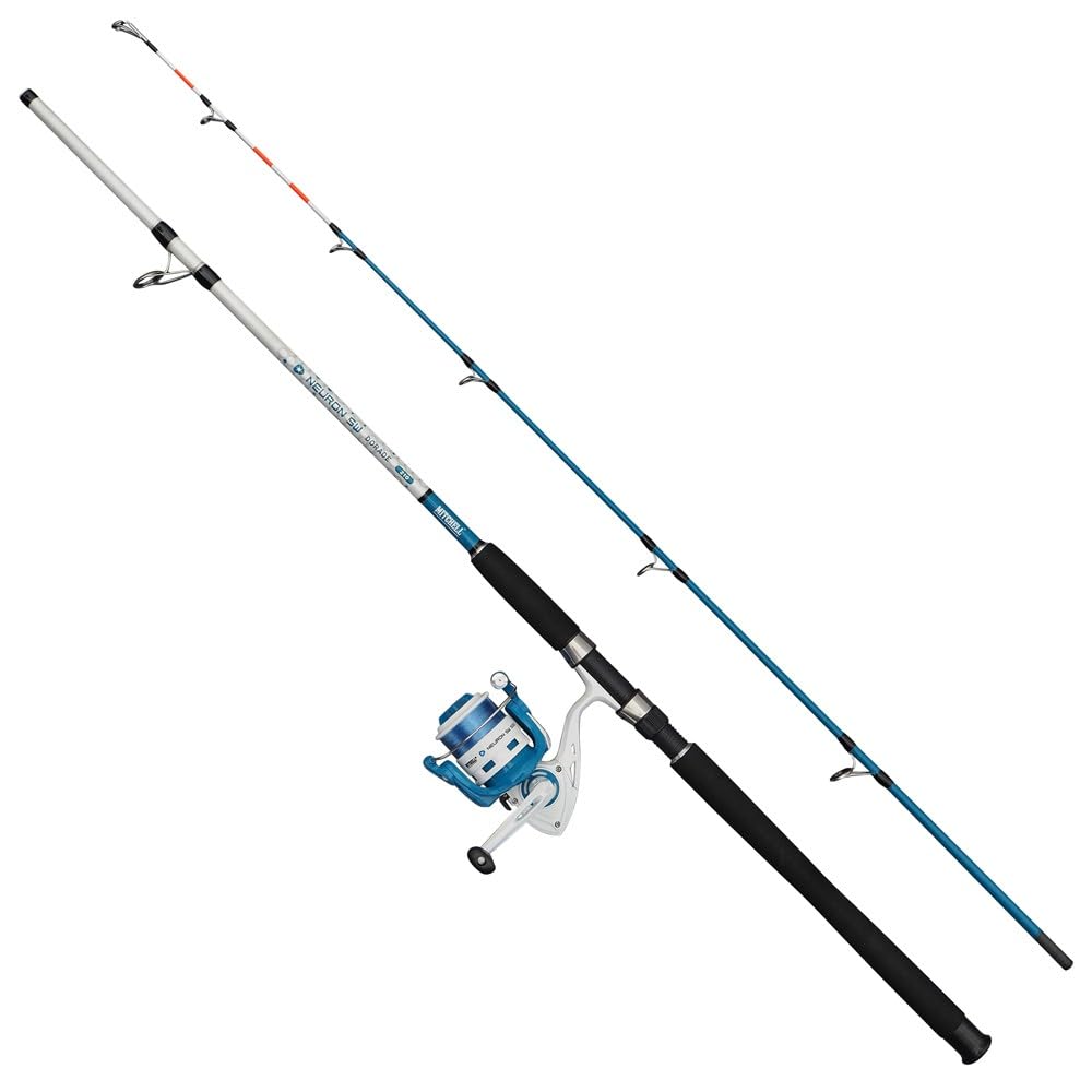 Mitchell Neuron SW II Ensemble Canne et Moulinet Dorade | Ensemble de pêche en mer pour la dorade | Moulinet à 1+1 roulement | Corps en Graphite | Pré-bobiné |4000 | 2,10 m | 60-120 g