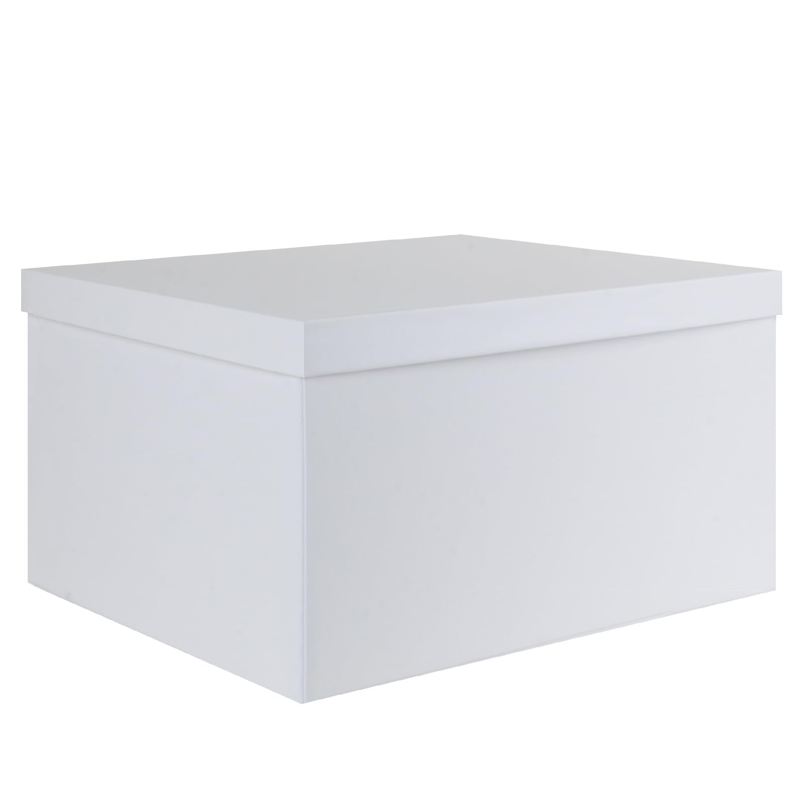 KISPATTI Storage Box, White Storage Boxes with Lids 38 x 28 x 19 cm Large Storage Box with Ribbon Cardboard Storage Boxes for Home Bedroom Living Room Office School