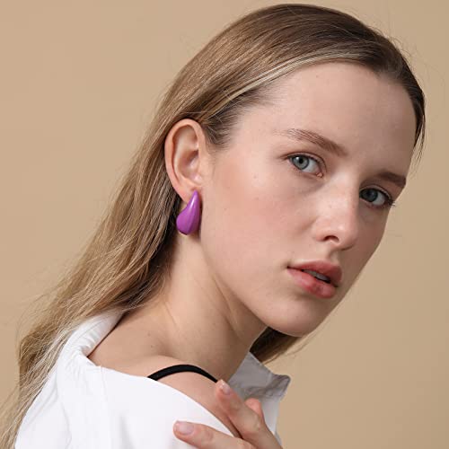 Image of Apsvo Chunky 14K Gold Plated Hoop Earrings for Women, Lightweight Waterdrop Hollow Open Hoops, Hypoallergenic Dupes Earrings