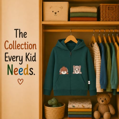 Image of The Mom Store Winter Jackets for Kids | Cute Sweatshirt and Cool Hoodies for Baby Boy and Baby Girls | with Zippers | Hoodie Cap