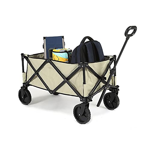 Carretilla Plegable Portátil para Camping de 80 kg con Asa Ajustable y 4 Ruedas PVC miniatura 1