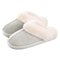 Misolin Womens Slipper Memory Foam Fluffy Slip-on House Suede Fur Lined/Anti-Skid Sole, Indoor & Outdoor,Goose 3.5/5 UK - 270(40-41)