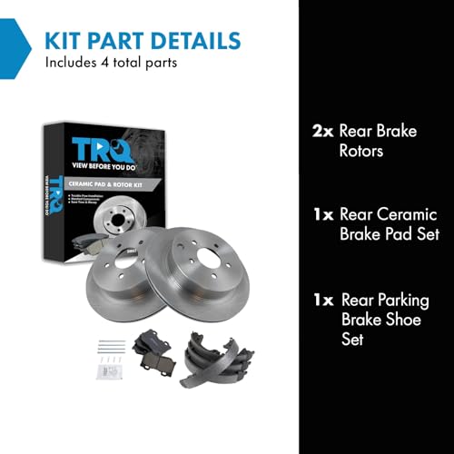 Image of TRQ Rear Brake Pad and Rotor Set Ceramic Parking Shoe Compatible with 2014-2017 Infiniti Q50 Q70 2017 Q60 2015-2019 Q70L 2014 QX70