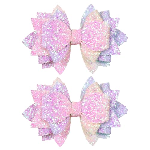 Pinzas para cabello con lazo de brillo multicolor 9.14 cm miniatura 1