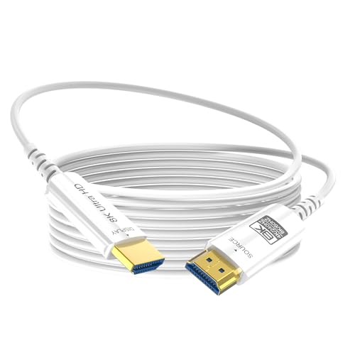 8K Fiber Optic HDMI Cable 80 FT, 8K@60Hz 4K@240Hz, Thin Extra Long HDMI Cable 48Gbps Ultra High Speed, Dynamic HDR, eARC, HDCP 2.2&2.3, 3D, Compatible for PS4/5/Xbox/TV/Laptop/Monitor by DGHUMEN - Used condition - US$54.36