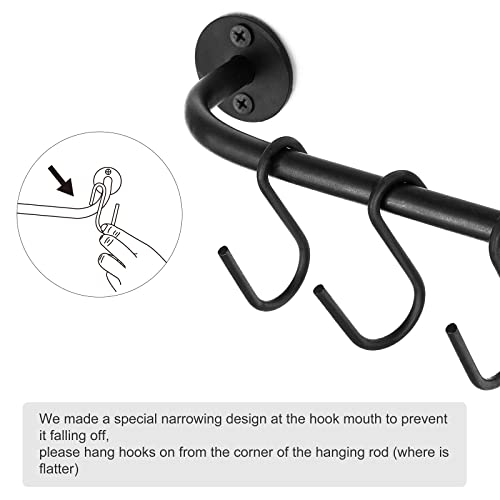 Mkono Mug Holder Wall Mounted Coffee Cup Rack Hanger Modern Metal Wall Rack with 10 Mug Hooks Rustic Utensil Tea Cups Storage Organizer for Kitchen Dining Room Coffee Bar, Set of 2 - Image 5