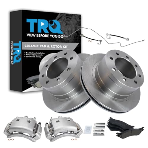 Image of TRQ Rear Brake Pad & Rotor Kit Ceramic Compatible with 2003-2008 Dodge Ram 3500