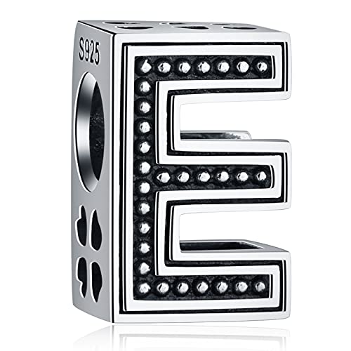 Letter E Charms, Initial E Alphabet Beads In Vintage 925 Sterling Silver, Fits Pandora Women Bracelet, Gift For Easter/Engagement/Teacher #TOP14