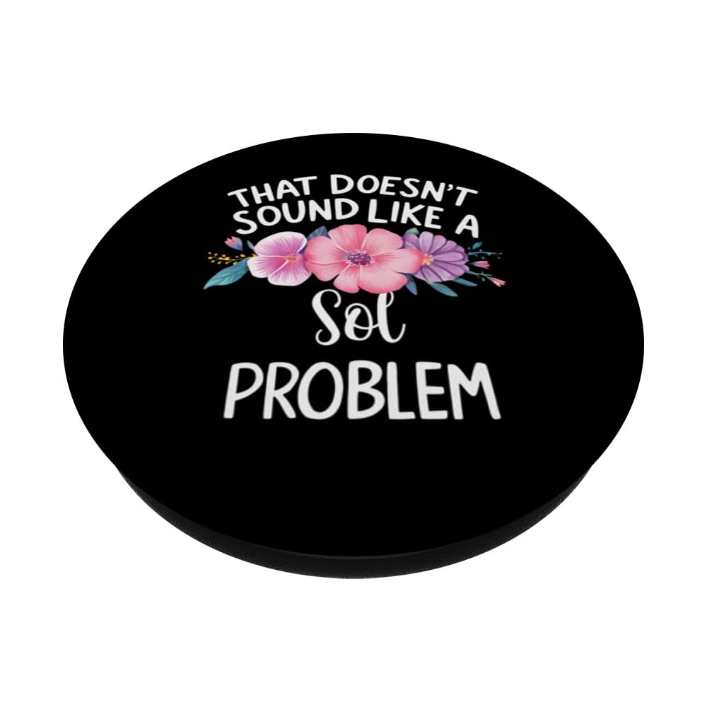 SOL Personalized Cute Flower Girls SOL Name PopSockets Swappable PopGrip, Black - Image 2