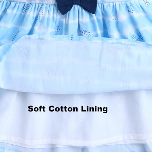 Image of Mama&Bebe Summer Dress for Girls with Cotton Soft Lining | Printed Fit & Flare Kids Outfit with Cute Bow Detail | Comfortable Breathable Party & Outing Dress for Toddlers and Little Girls
