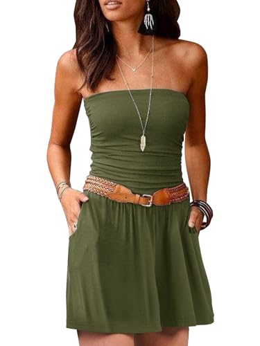 Image of AUXDIO Women Summer Casual Strapless Romper Sleeveless Off Shoulder Short Jumpsuits 2026 Beach Vacation Clothes