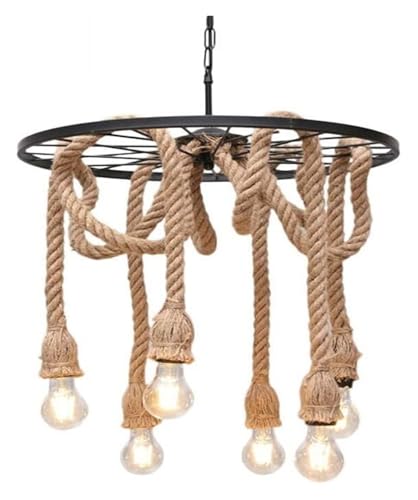 Lustre en corde de chanvre luminaire suspendu retro americain deco interieur ferme
