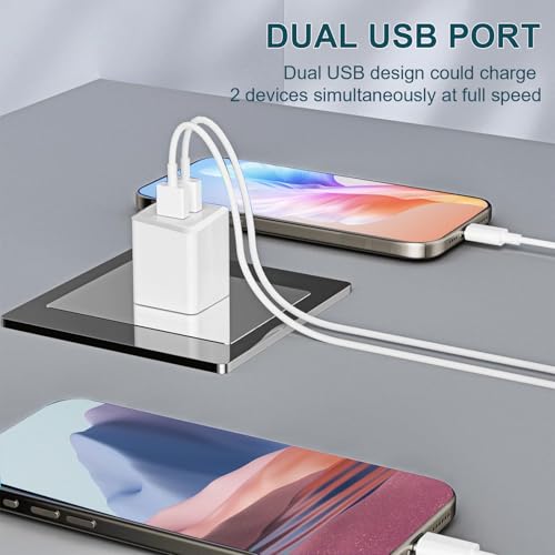 Image of USB Wall Charger, Charger Block, Dual A Port Plug Cube, Power Adapter Charging Plug Box Brick for Phone 16 15 14 13 12 11 Pro Max SE XS XR X 8 7 6, Android Phones, and More (Creamy White)