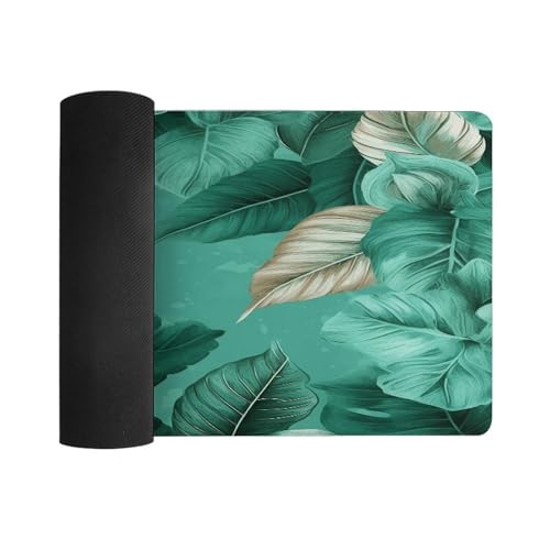 Pad Mouse Grande Verde Turquesa con Hojas 30x60 cm miniatura 3