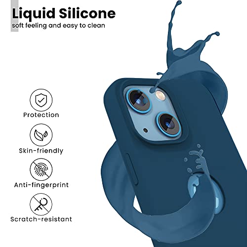 Image of Vaku Luxos Liquid Silicon Logo-Cut for iPhone 14 Plus Cover Case, Soft TPU, Shockproof, Scratch Resistant, 6 Feet Drop Protection, Compatible with iPhone 14 Plus Back Cover - Navy Blue