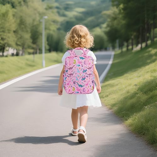 Toddler Backpack with Lunch Bag Box Set for Preschool Kindergarten Boys Girls Kids Small Backpacks School Bookbag for Elementary Primary(Pink Dinosaur)3