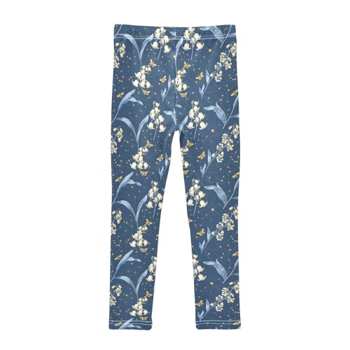 Blue Bell Orchid Flower Girls Leggings Soft Stretch Workout Yoga Dance Pants for Kids Casual Tights2