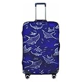 Rrhgipp Manta Ray and Fish - Funda protectora lavable para maleta, funda elástica para viaje, White, L