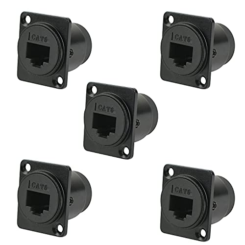 BESCOOS Toronce CAT6 D Series Panel-Mount Connector | D-CAT6 EtherCon Pass-Through Connector (D-CAT6_5Pack)