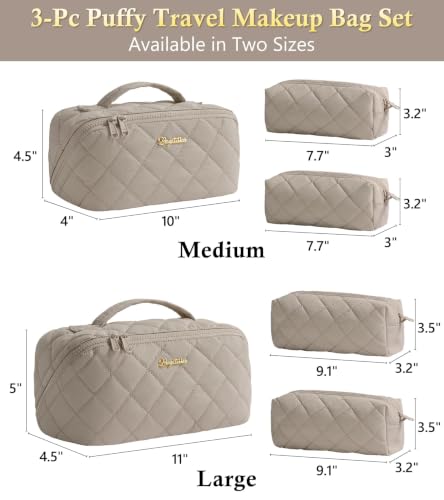 Image of Travel Makeup Bag, Large Capacity Puffy Toiletry & Cosmetic Bag for Women