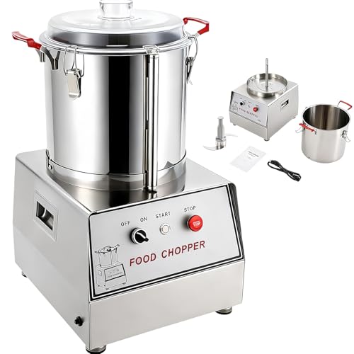Cortador de alimentos comercial de 1400 W, trituradora de verduras de acero inoxidable, picadora de carne eléctrica desmontable, picadora de puerto de alimentación grande para verduras, frutas, granos