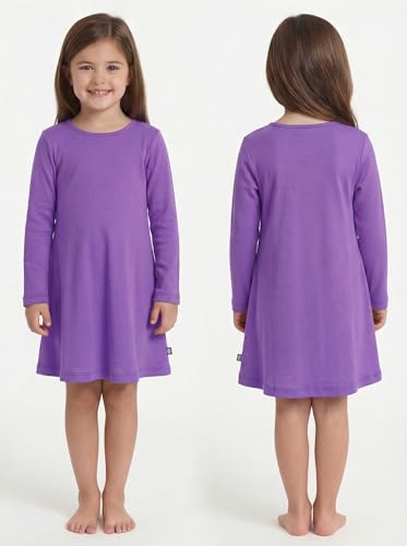 Image of City Threads Girls' 100% Cotton Long Sleeve Dress - Active Kids School, Playing, Parties - Made in USA