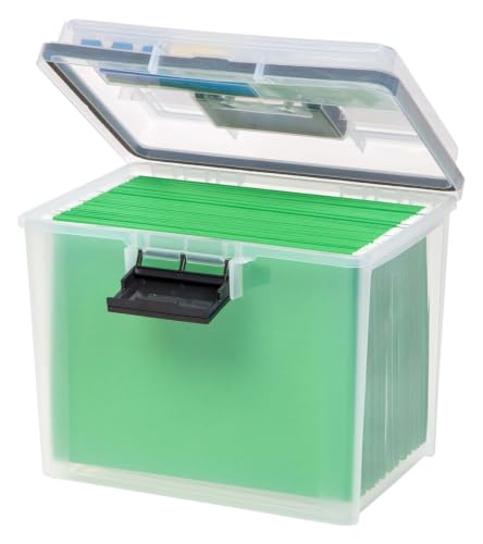EDGUIOLV 19 Qt Clear Plastic Portable File Storage Box With Organizer Lid, Waterproof Seal & Secure Latches, Stackable Letter Legal Size Document Tote With Top Handle For Office Home Classroom - Image 8