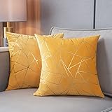 YONGLIU Pack of 2 Cushion Cases Throw Pillow Covers Modern Shining Gilding Geometric Pattern (Lemon