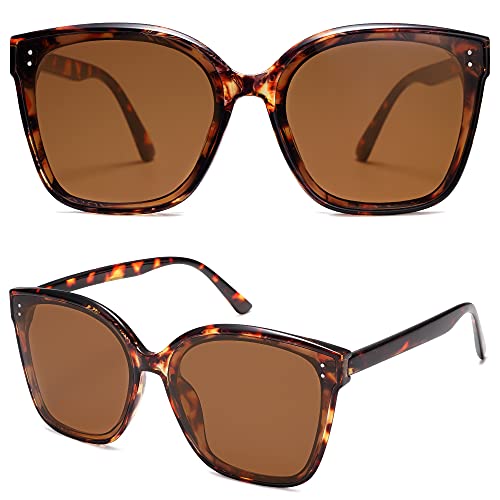 SOJOS Retro Oversized Cat Eye Sunglasses for Women Vintage Shades Big Frame Flat Lens UV400 SJ2177 with Brown Tortoise SOJOS Retro Oversized Cat Eye Sunglasses for Women Vintage Shades Big Frame Flat Lens UV400 SJ2177 with Brown Tortoise