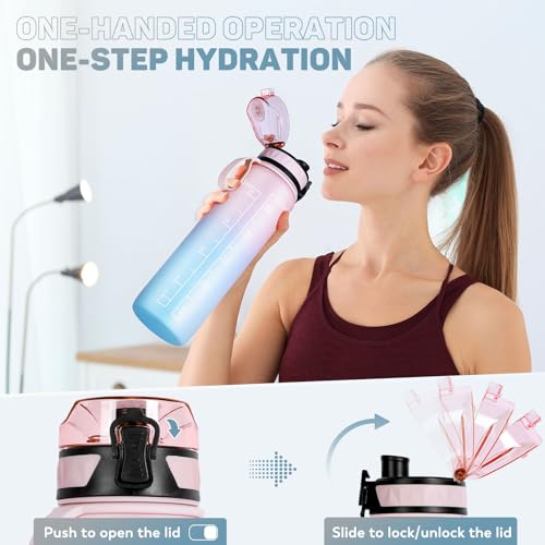 FULDENT Sports Water Bottle 1L Leakproof Design Water Bottle, BPA Free Tritan Plastic Drinking Bottle for Teenager, Adult, Sports, Hiking, Gym, Fitness, Outdoor, Cycling, School & Office - Image 3