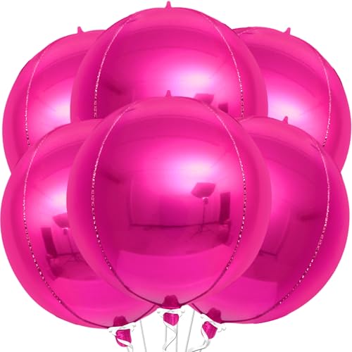Image of KatchOn, Big Hot Pink Balloons - 22 Inch Pack of 6 | Hot Pink Foil Balloon for Pink Birthday Decorations, Pink Party Decorations, Gender Reveal | Metallic Balloons For Baby Shower, Bridal