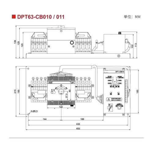 NURII Dual Power Automatic Transfer Switch, DPT63-CB010 C50 2P, CB Class, DPT-CB010 Series