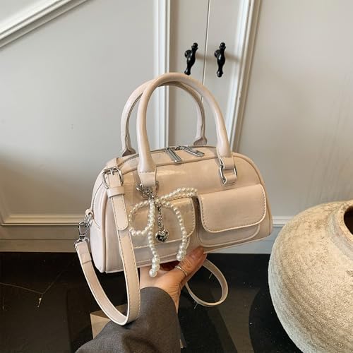 Sac à bandoulière en cuir PU élégant avec breloque nœud papillon